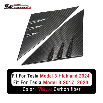 Tesla Model Y Model 3 Highland 2024 Real Carbon Fiber A-Pillar Window Panel Cover
