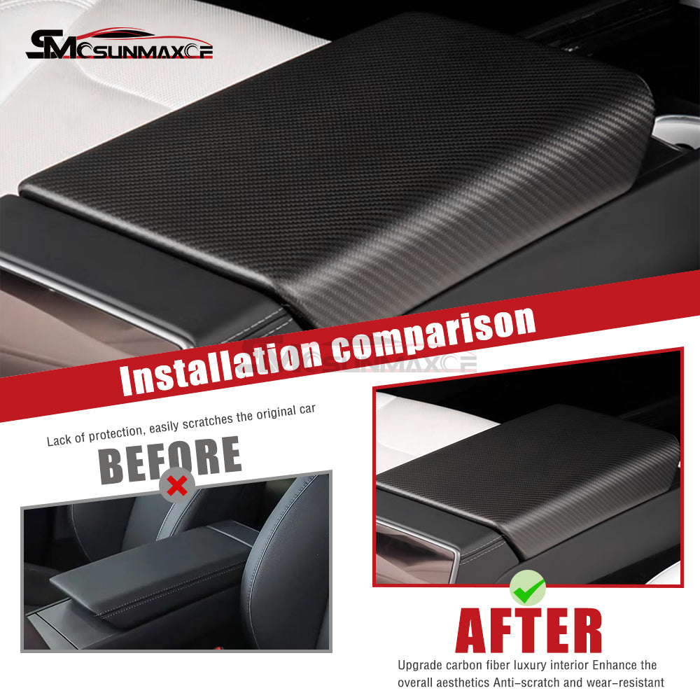 Tesla Model 3 Highland 2024 Carbon Fiber Center Console Armrest Cover