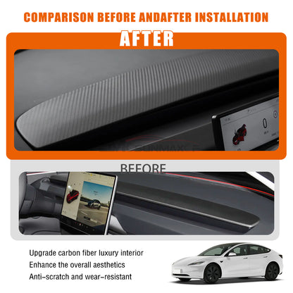 Tesla Model 3 Highland 2024 Carbon Fiber Dashboard Panel Replacement