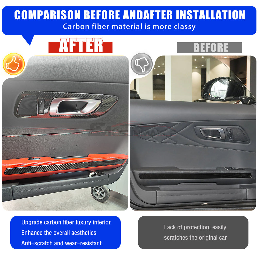Real Carbon Fiber Interior Door Panel Trim Handle Covers for Mercedes AMG GT/GTS/GTR (2019-2023)