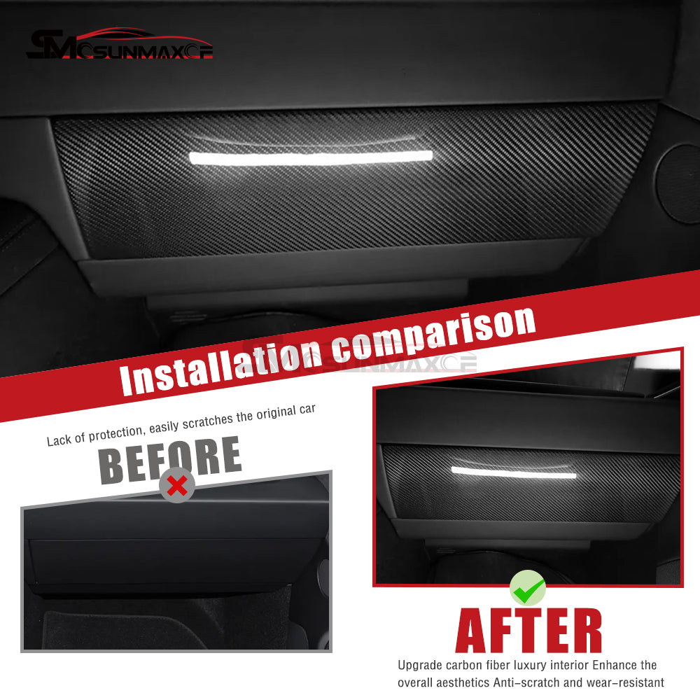 Tesla Model 3 Highland 2024 LHD Carbon Fiber Passenger Side Glove Box Panel Cover Trim