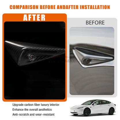 Tesla Model 3 Highland 2023-2024 Real Carbon Fiber Turn Signal Side Fender Camera Cover