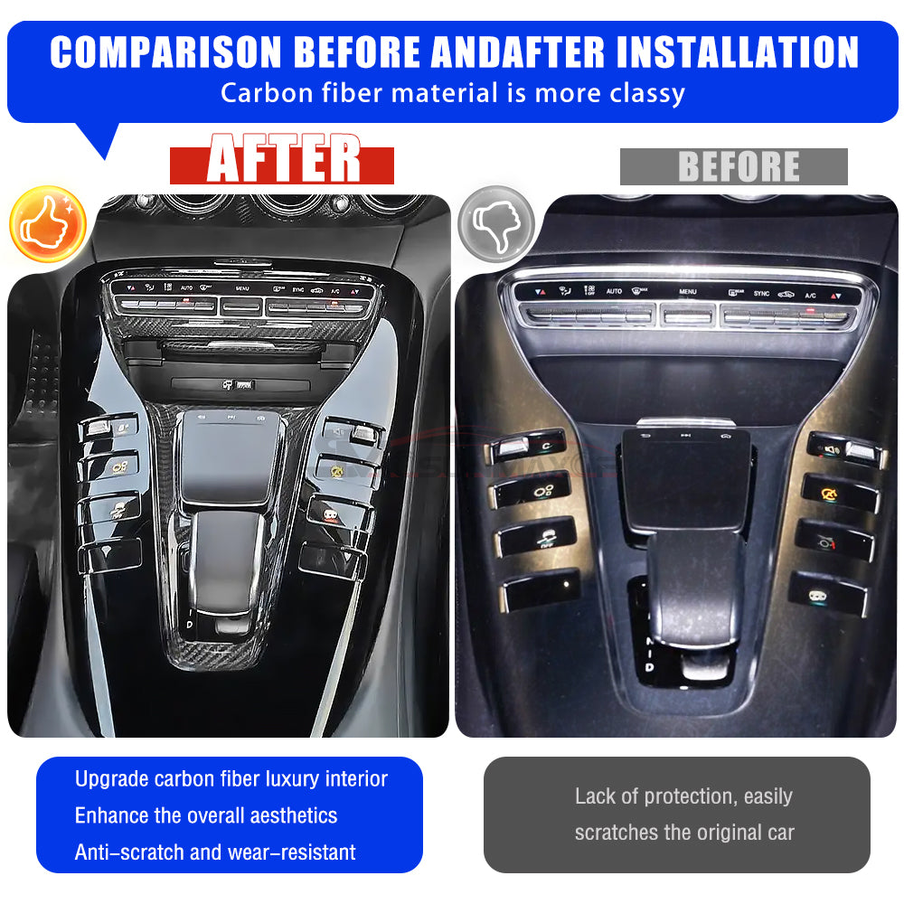 Carbon Fiber Center Console Panel Frame Cover for Mercedes AMG GT/GTS/GTR (2019-2023)