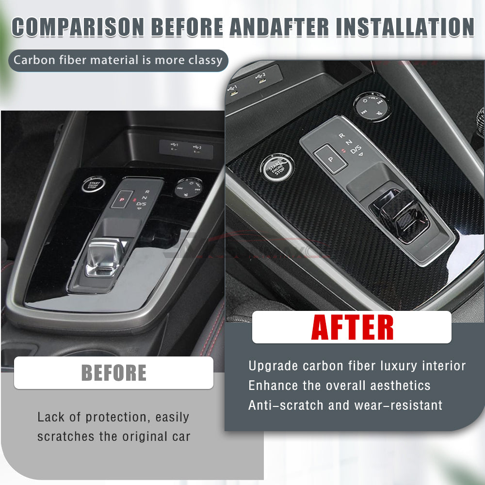 Audi A3 8Y S3 RS3 Carbon Fiber Gear Shift Knob Panel Cover (2021-2024)