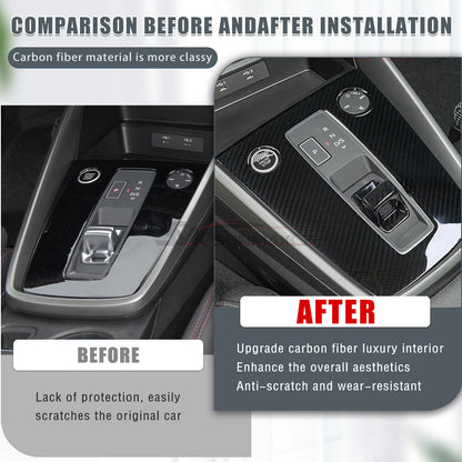 Audi A3 8Y S3 RS3 Carbon Fiber Gear Shift Knob Panel Cover (2021-2024)
