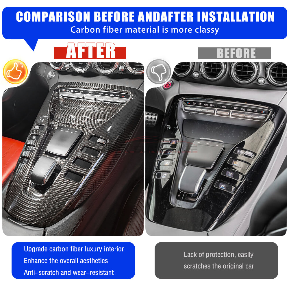 Carbon Fiber Center Console Panel Cover for Mercedes AMG GT/GTS/GTR (2019-2023)