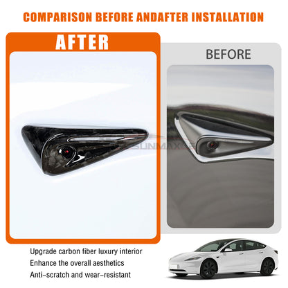 Tesla Model 3 Highland 2024 Forged Carbon Fiber Side Fender Camera Cover Frame