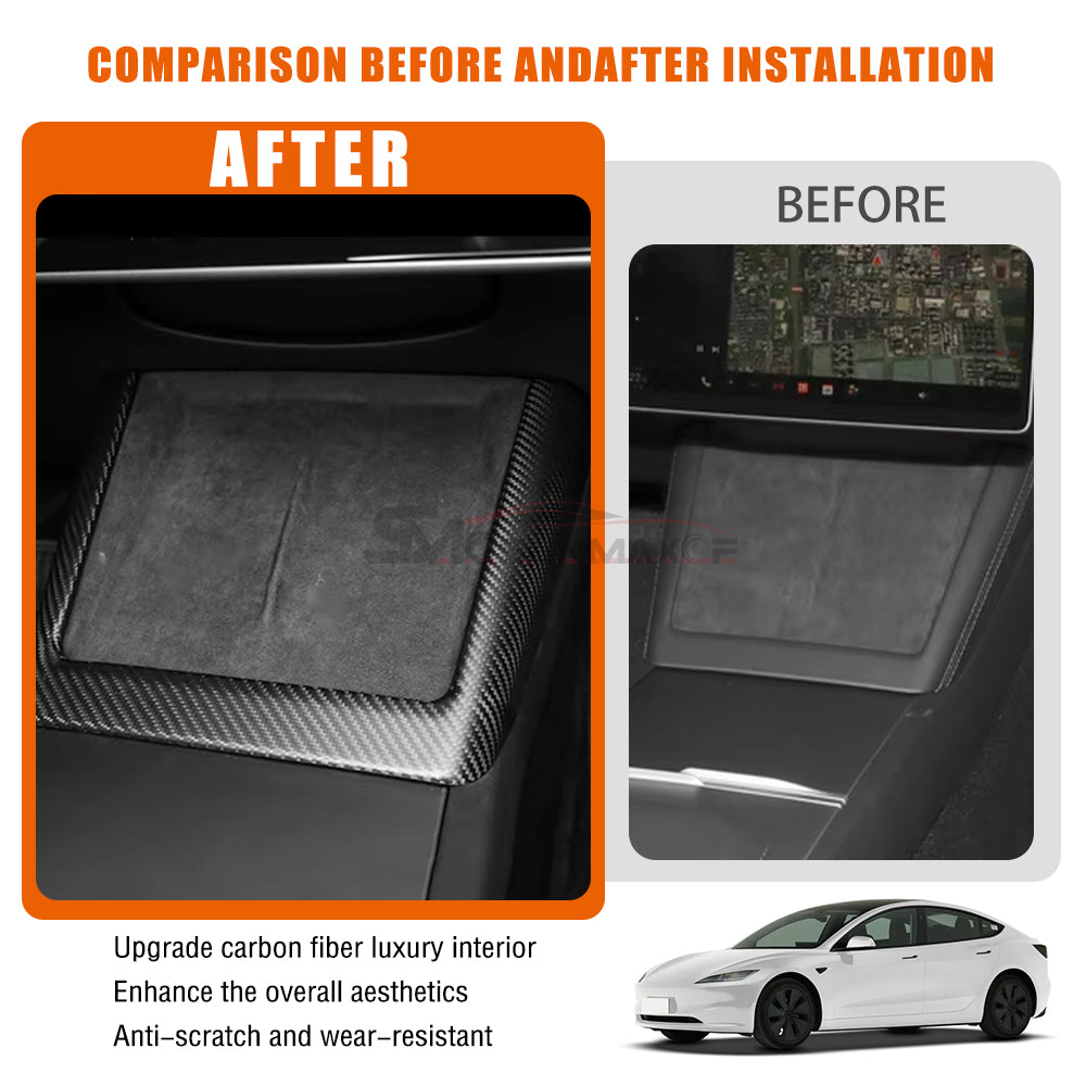 Tesla Model 3 Highland 2023-2024 Carbon Fiber Wireless Charging Frame Cover