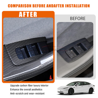 Tesla Model 3 Highland 2024 Carbon Fiber Window Switch Cover Trim (10PCS)