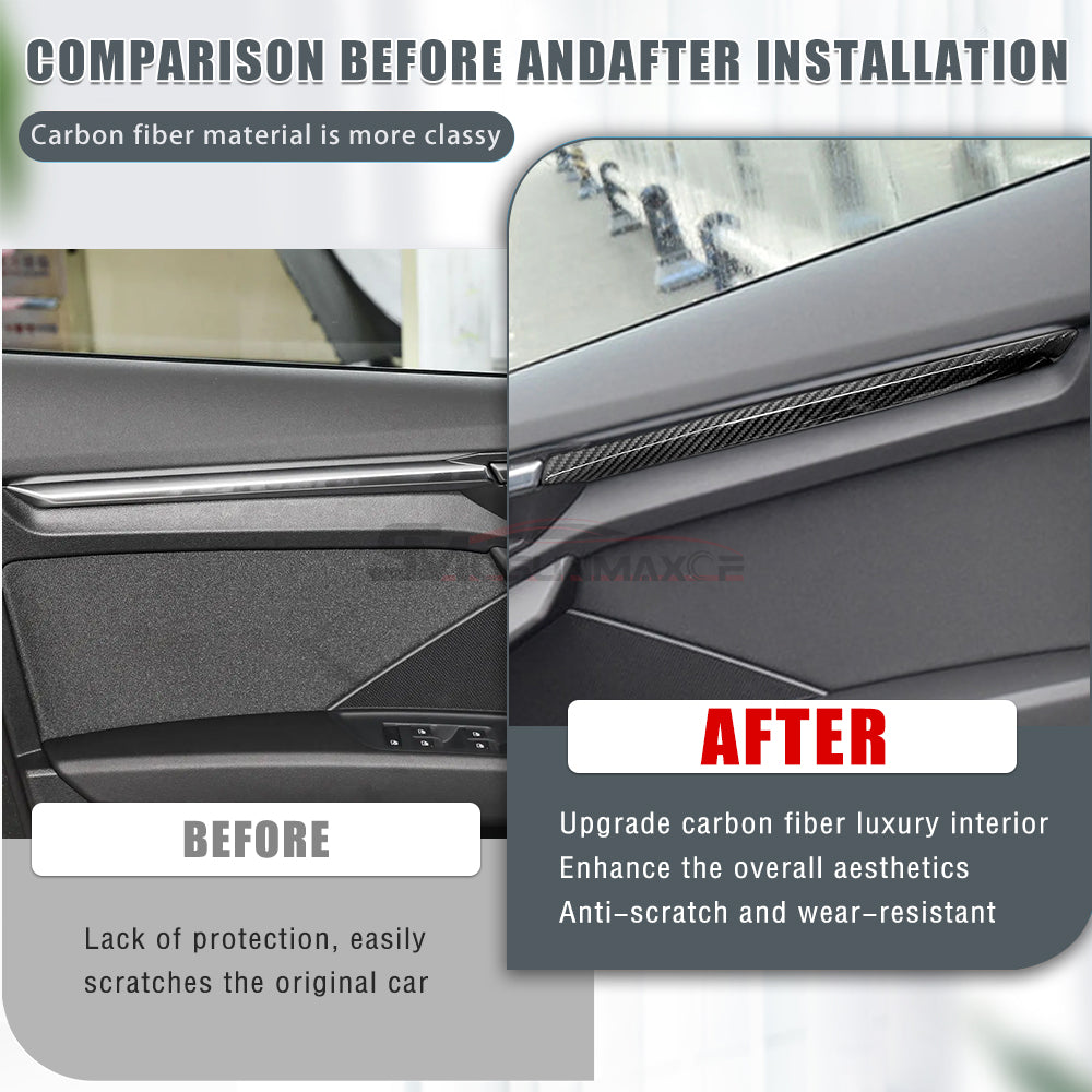 Audi A3 S3 RS3 8Y Carbon Fiber Door Panel Trim (4PCS, 2021-2024)