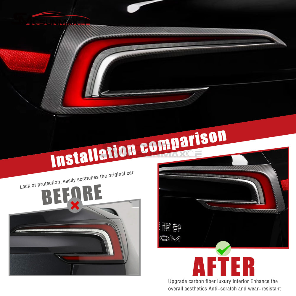 Tesla Model 3 Highland 2024 Carbon Fiber Taillight Frame Covers (2PCS)