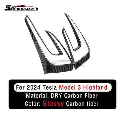 Tesla Model 3 Highland 2024 Carbon Fiber Taillight Frame Covers (2PCS)