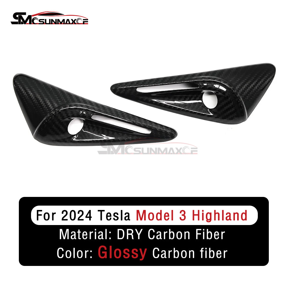 Tesla Model 3 Highland 2023-2024 Real Carbon Fiber Turn Signal Side Fender Camera Cover
