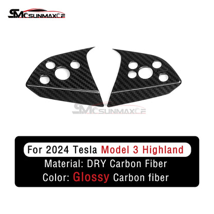 Tesla Model 3 Highland 2024 Real Carbon Fiber Steering Wheel Trim Cover