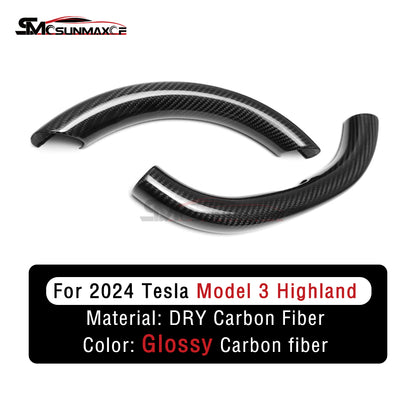 Tesla Model 3 Highland 2024 Real Carbon Fiber Steering Wheel Cover