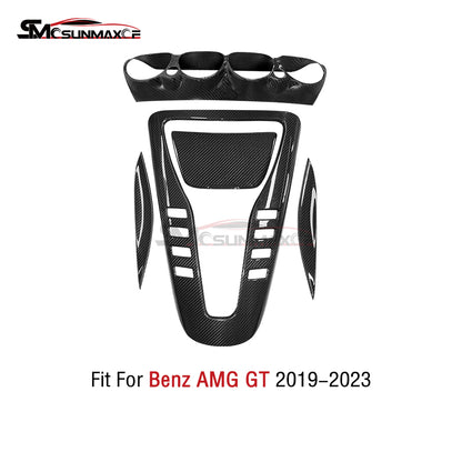 5Pcs Carbon Fiber Interior Center Console Panel Cover for Mercedes AMG GT/GTS/GTR (2019-2023)