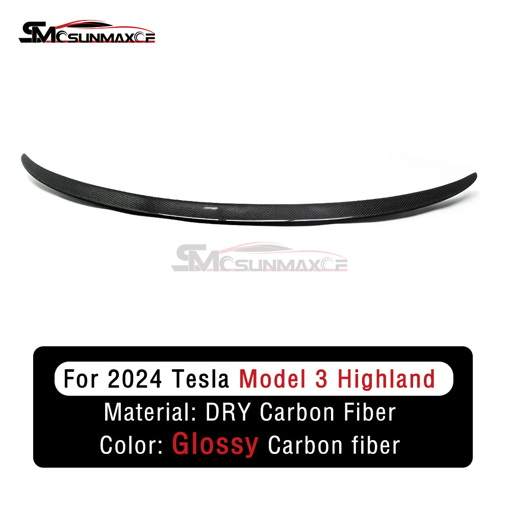 Tesla Model 3 Highland 2024 Real Carbon Fiber Rear Trunk Spoiler