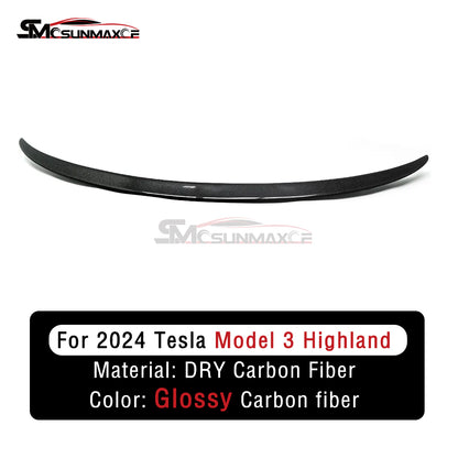 Tesla Model 3 Highland 2024 Real Carbon Fiber Rear Trunk Spoiler