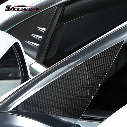 Tesla Model Y Model 3 Highland 2024 Real Carbon Fiber A-Pillar Window Panel Cover