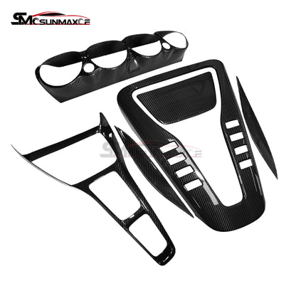 Glossy Carbon Fiber Center Console Panel Cover (6 Pcs) for Mercedes AMG GT/GTS/GTR (2019-2023)