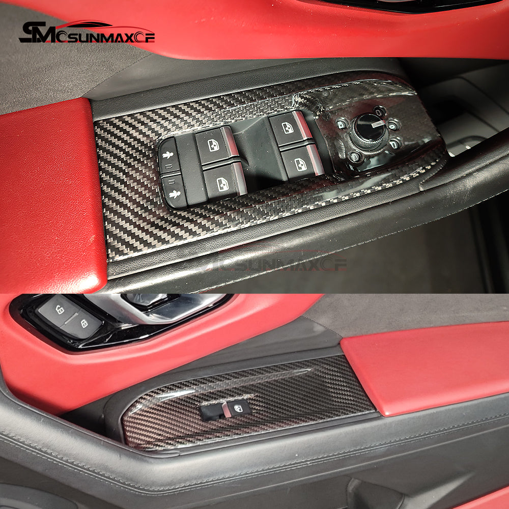 Lamborghini Urus Carbon Fiber Window Switch Panel Covers (2018-2025, 4pcs)