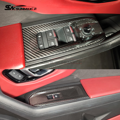 Lamborghini Urus Carbon Fiber Window Switch Panel Covers (2018-2025, 4pcs)