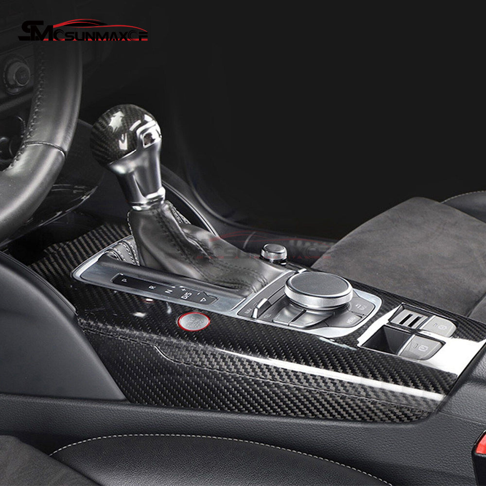 Audi A3 8V S3 RS3 Carbon Fiber Gear Shift Panel Trim Cover (LHD, 2012-2020)