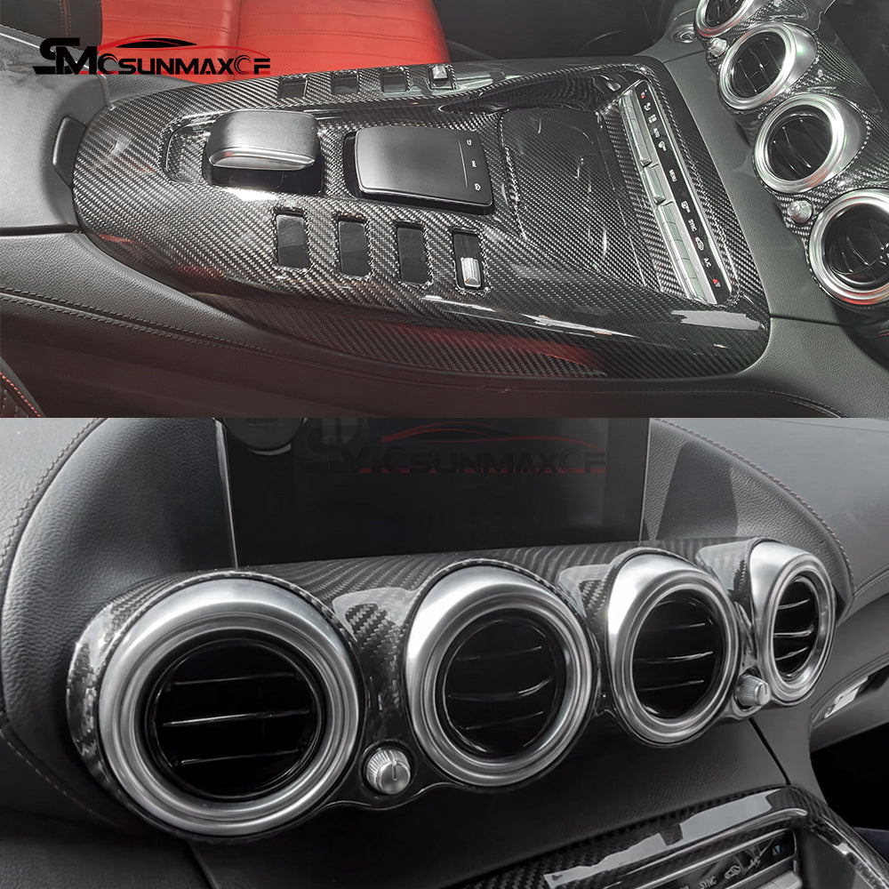 5Pcs Carbon Fiber Interior Center Console Panel Cover for Mercedes AMG GT/GTS/GTR (2019-2023)