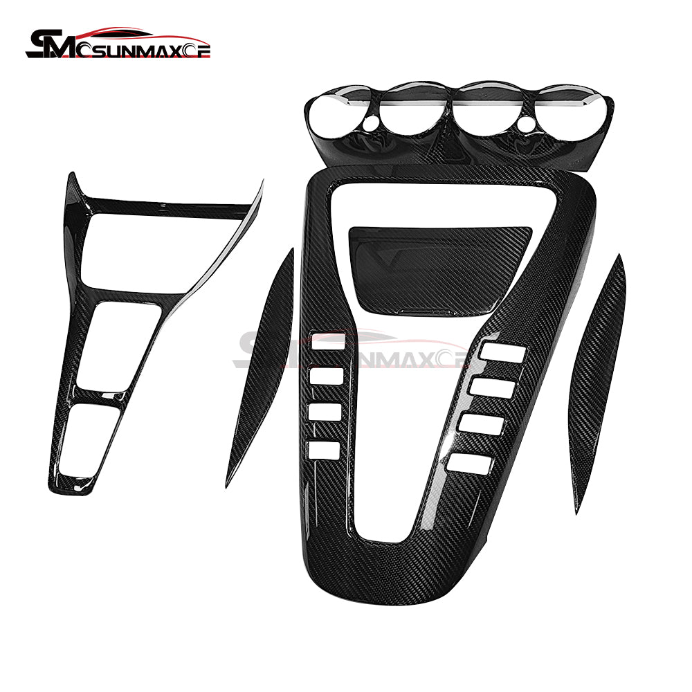 Glossy Carbon Fiber Center Console Panel Cover (6 Pcs) for Mercedes AMG GT/GTS/GTR (2019-2023)