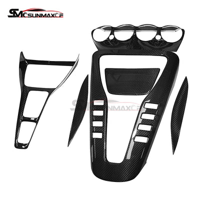 Glossy Carbon Fiber Center Console Panel Cover (6 Pcs) for Mercedes AMG GT/GTS/GTR (2019-2023)