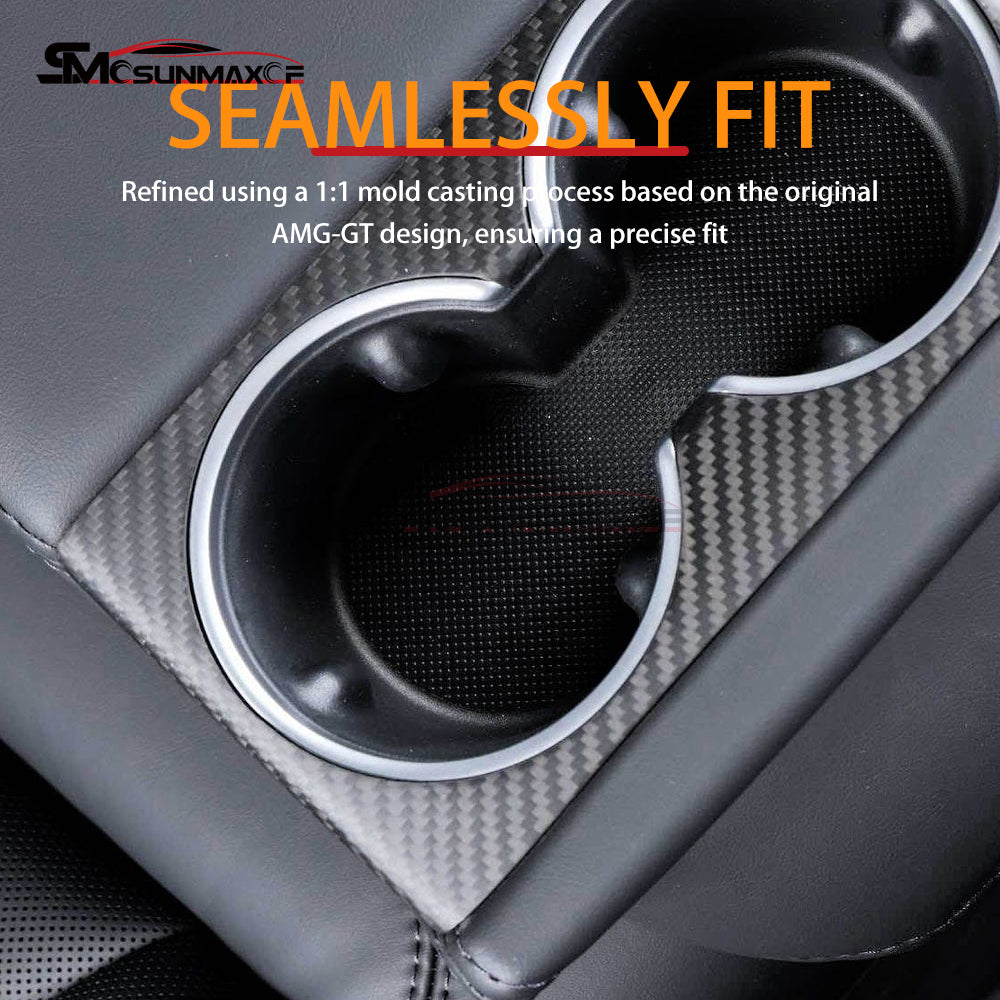 Tesla Model 3 Highland 2024 Carbon Fiber Rear Seat Cup Holder Panel Frame Cover
