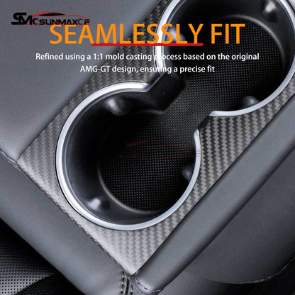 Tesla Model 3 Highland 2024 Carbon Fiber Rear Seat Cup Holder Panel Frame Cover