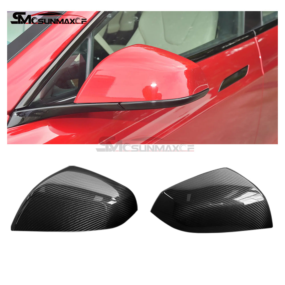 Tesla Model S/X 2021-2023 Real Carbon Fiber Side Mirror Caps