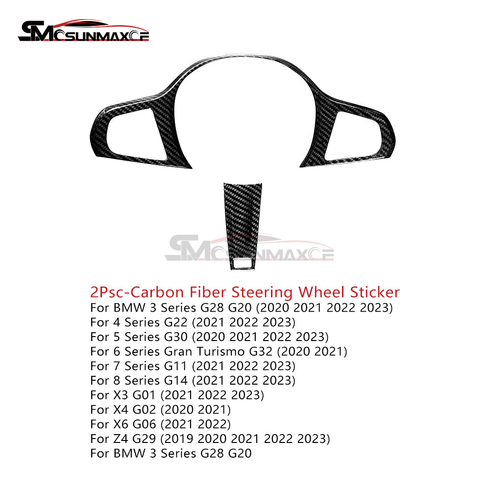 BMW 3-8 Series G20 G22 G28 G30+ Carbon Fiber Steering Wheel Trim (2021)