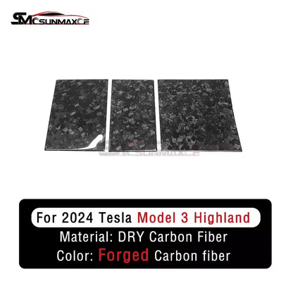 Tesla Model 3 Highland 2024 3PCS Real Carbon Fiber Center Console Panel Trim