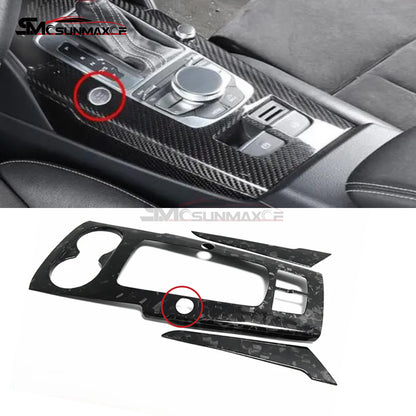 Audi A3 8V S3 RS3 Carbon Fiber Gear Shift Panel Trim Cover (LHD, 2012-2020)