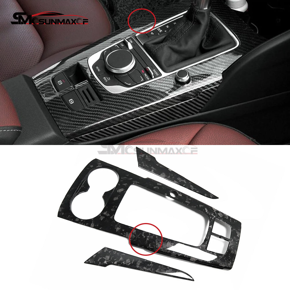 Audi A3 8V S3 RS3 Carbon Fiber Gear Shift Panel Trim Cover (LHD, 2012-2020)