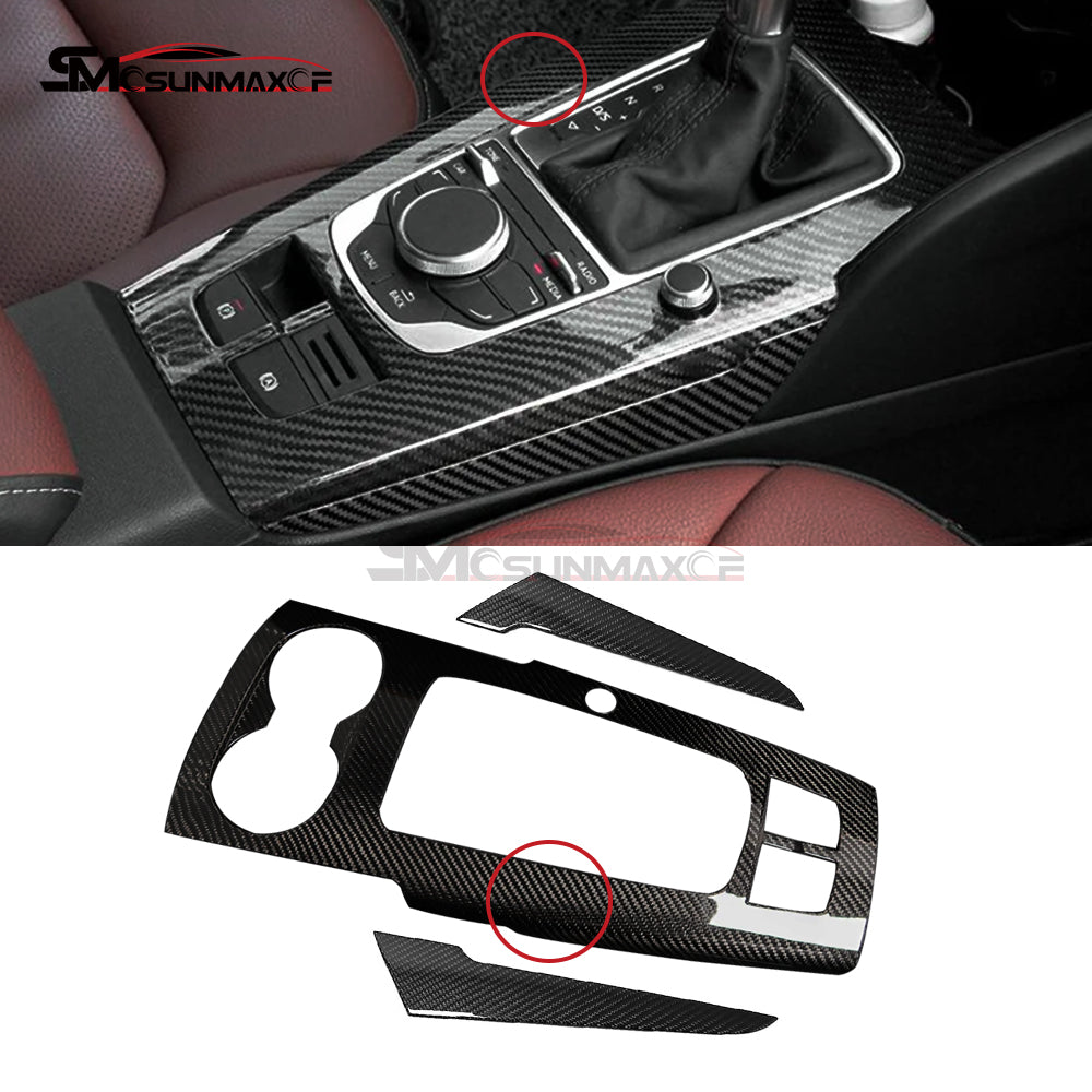 Audi A3 8V S3 RS3 Carbon Fiber Gear Shift Panel Trim Cover (LHD, 2012-2020)