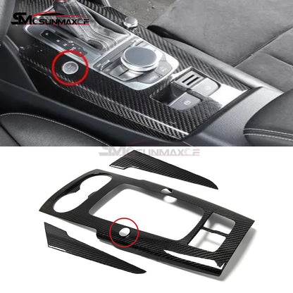 Audi A3 8V S3 RS3 Carbon Fiber Gear Shift Panel Trim Cover (LHD, 2012-2020)