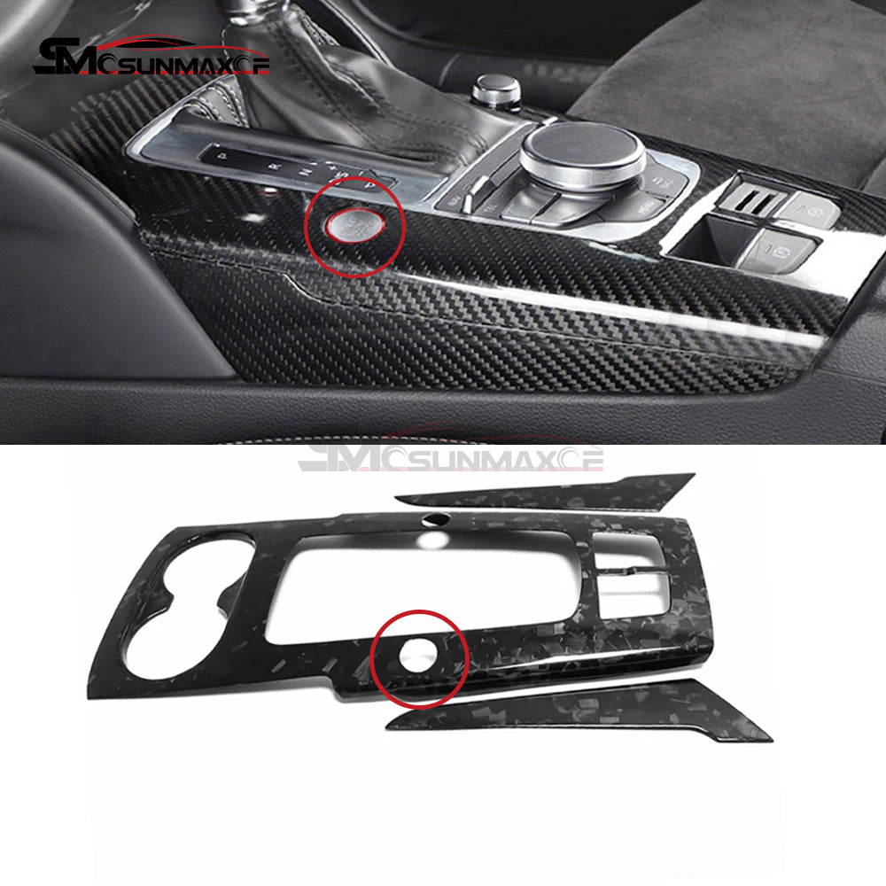 Audi A3 8V S3 RS3 Carbon Fiber Gear Shift Panel Trim Cover (LHD, 2012-2020)