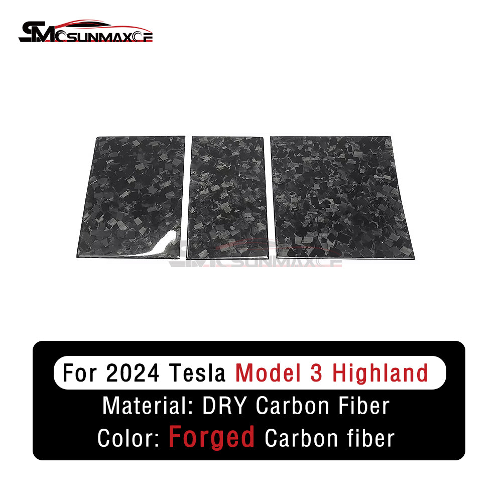 Tesla Model 3 Highland 2024 Forged Carbon Fiber Center Console Covers (3PCS)